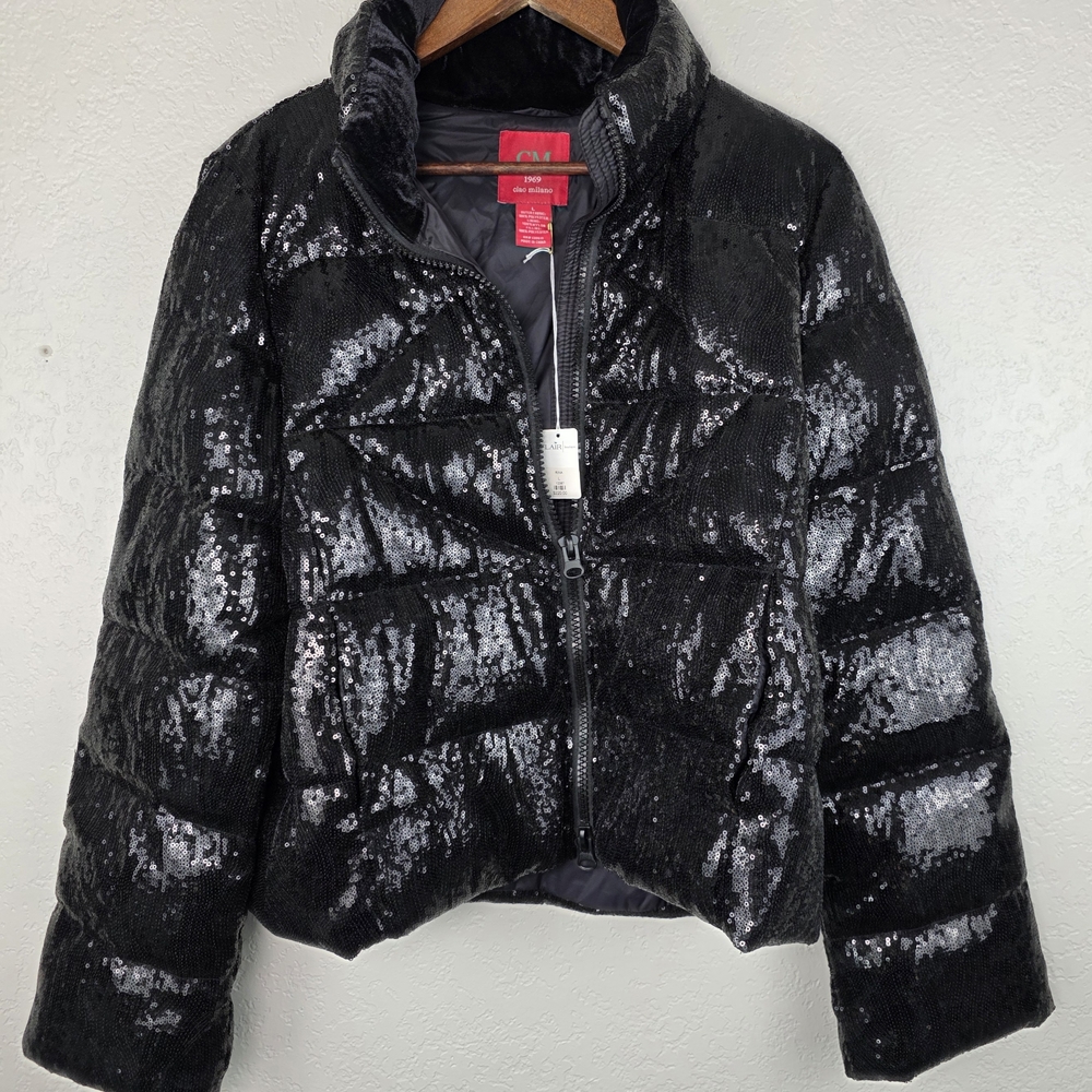 Ciao Milano 1969 CM Black Sequin Puffer Jacket – Size L
